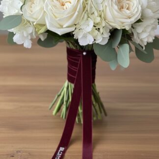 Cinta para ramo de novia bordada granate